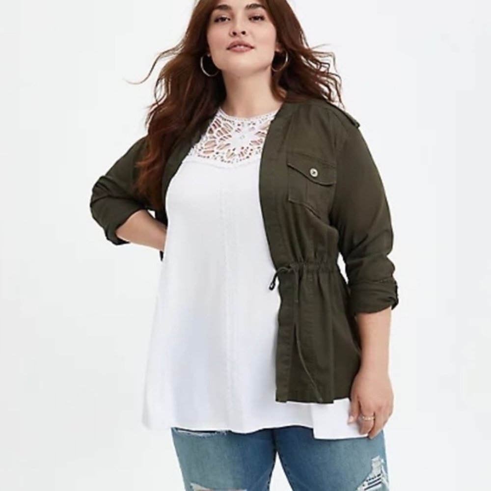 Torrid White‎ Illusion Neckline Tank